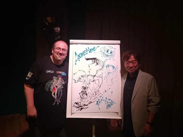 Michael Klement mit Anime-Regisseur Nobuyoshi Habara (Sunrise), Anime Messe 2022
